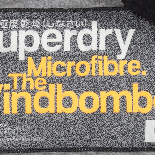 Superdry Men's Black Medium Microfibre Windbomber Hooded Jacket