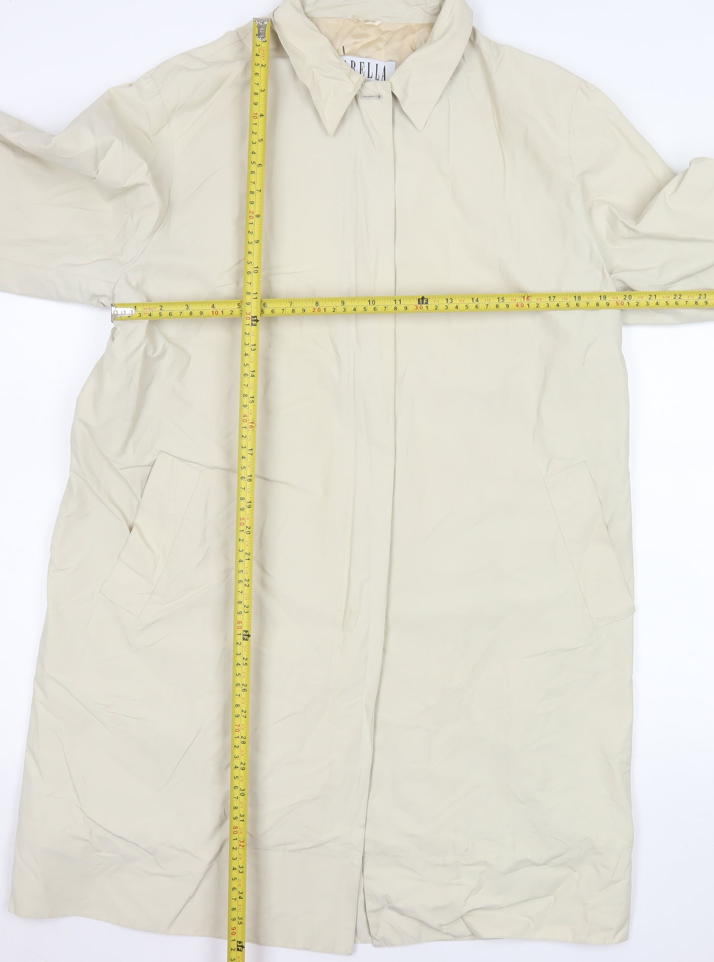 Marella Women's Beige Long Trench Coat Size 12 Classic Style