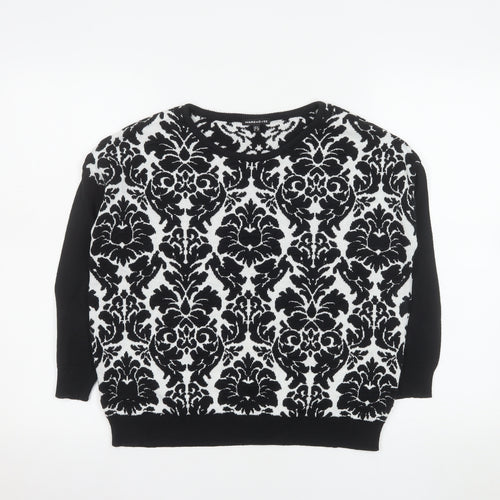 Warehouse Womens Black White UK 8 Crew Neck Long Sleeve Jumper