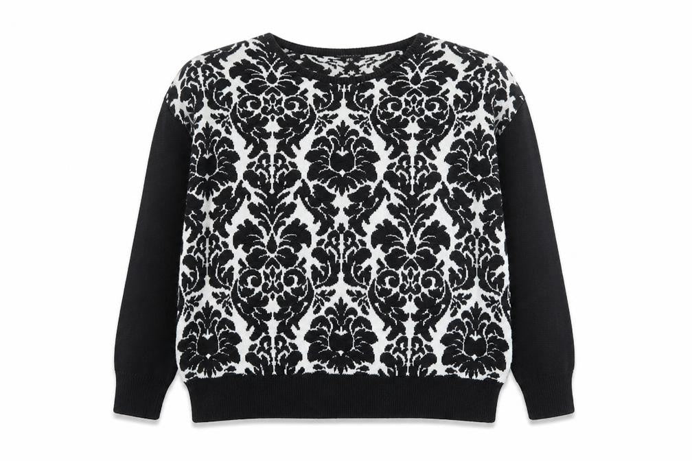 Warehouse Womens Black White UK 8 Crew Neck Long Sleeve Jumper