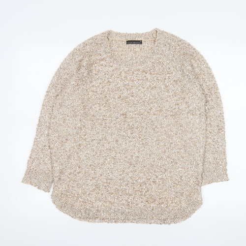 David Emanuel Women's Beige Sequin Knit Pullover Jumper M