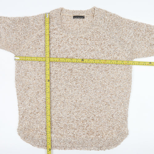 David Emanuel Women's Beige Sequin Knit Pullover Jumper M