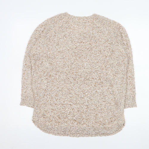 David Emanuel Women's Beige Sequin Knit Pullover Jumper M