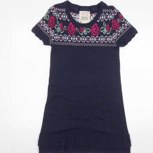 Falmer Heritage Women Blue Fair Isle Jumper Dress Size 10