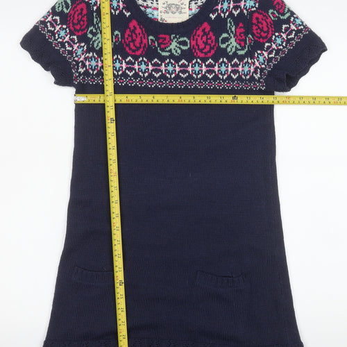 Falmer Heritage Women Blue Fair Isle Jumper Dress Size 10