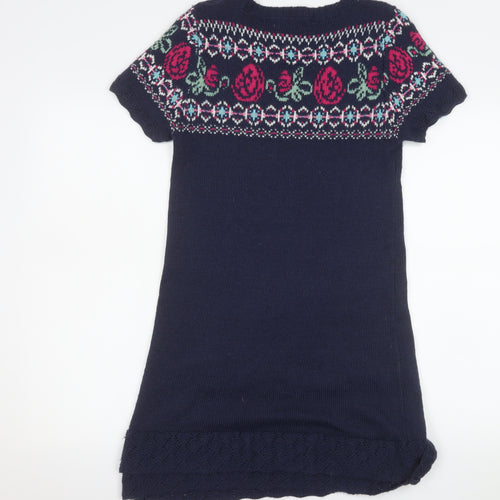 Falmer Heritage Women Blue Fair Isle Jumper Dress Size 10