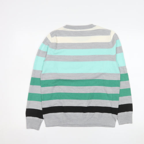 Marks and Spencer Women’s Green Mix Striped Acrylic Jumper Size 12