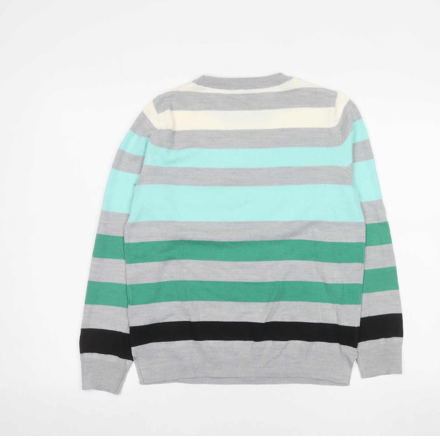 Marks and Spencer Women’s Green Mix Striped Acrylic Jumper Size 12