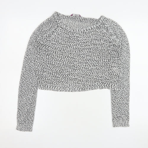 Rio Womens Grey Cropped Knit Long Sleeve Jumper XS