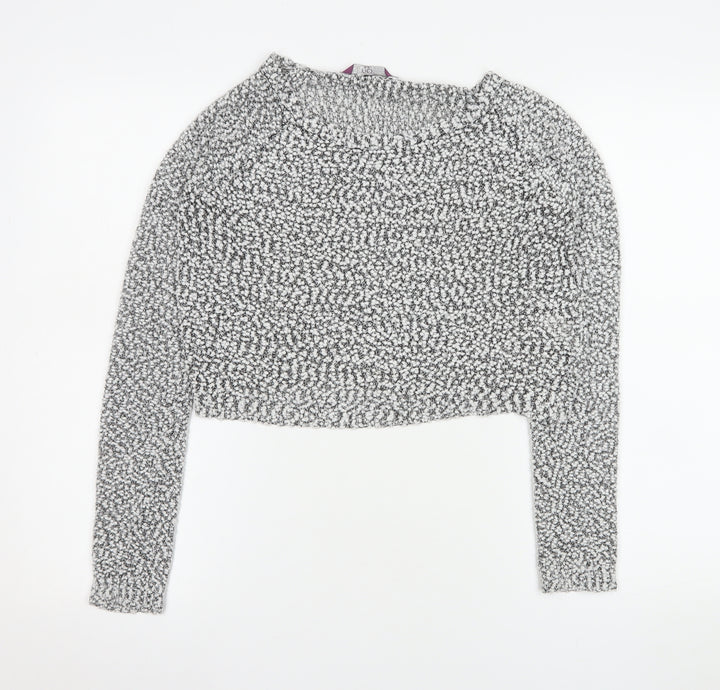 Rio Womens Grey Cropped Knit Long Sleeve Jumper XS