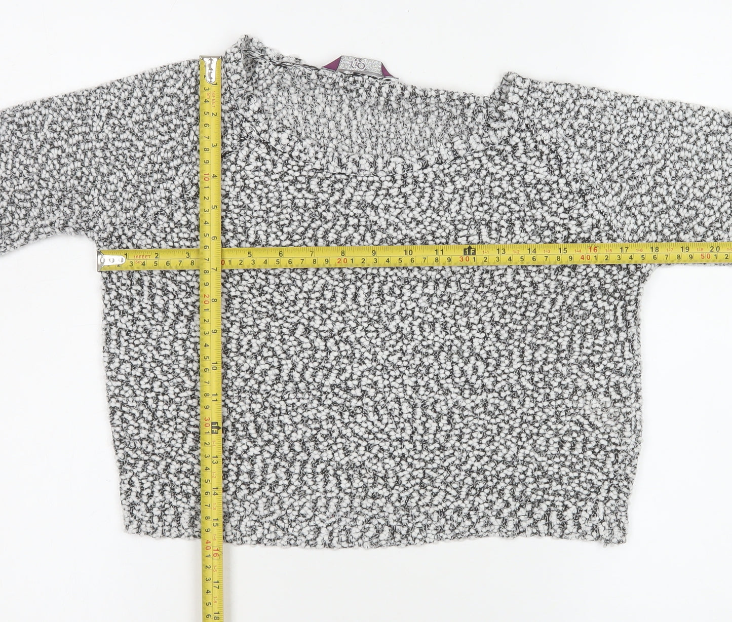 Rio Womens Grey Cropped Knit Long Sleeve Jumper XS