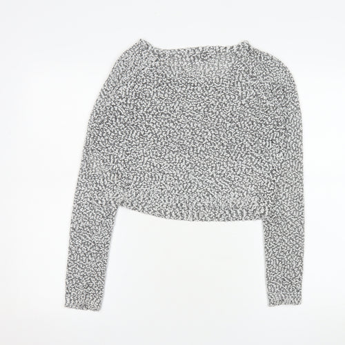 Rio Womens Grey Cropped Knit Long Sleeve Jumper XS