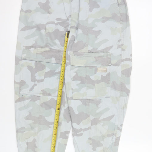 Bershka Women's Grey Camouflage Cargo Trousers Size 6