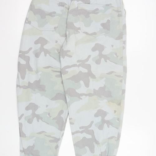 Bershka Women's Grey Camouflage Cargo Trousers Size 6