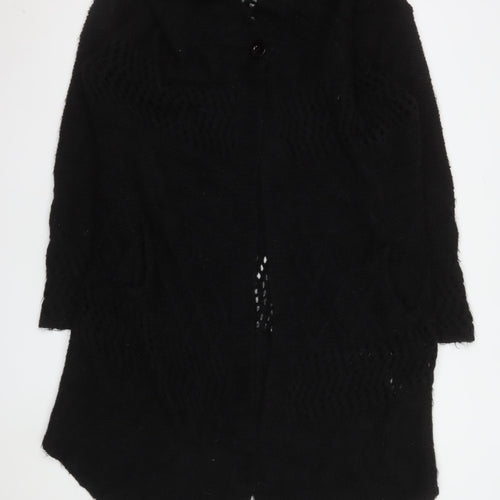 Marks and Spencer Womens Black Size 8 Open Knit Mohair Cardigan