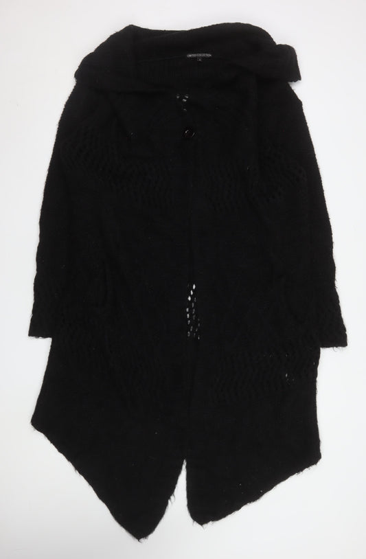 Marks and Spencer Womens Black Size 8 Open Knit Mohair Cardigan