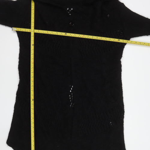 Marks and Spencer Womens Black Size 8 Open Knit Mohair Cardigan