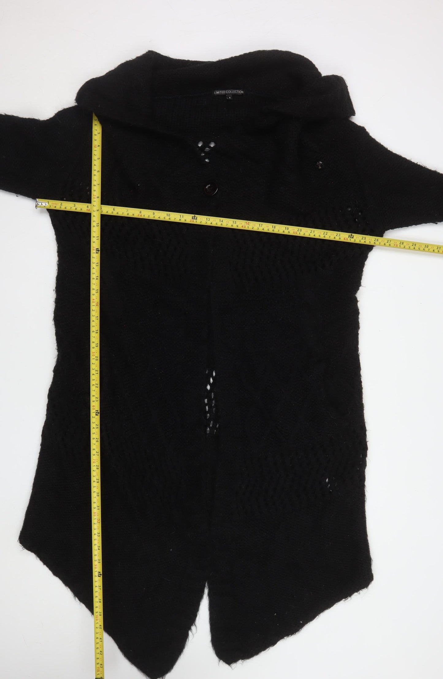 Marks and Spencer Womens Black Size 8 Open Knit Mohair Cardigan