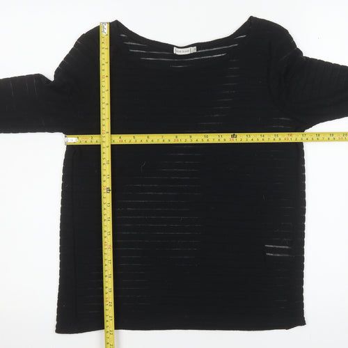 River Island Women's Black Size 12 Boat Neck Open Knit 3/4 Sleeve Jumper