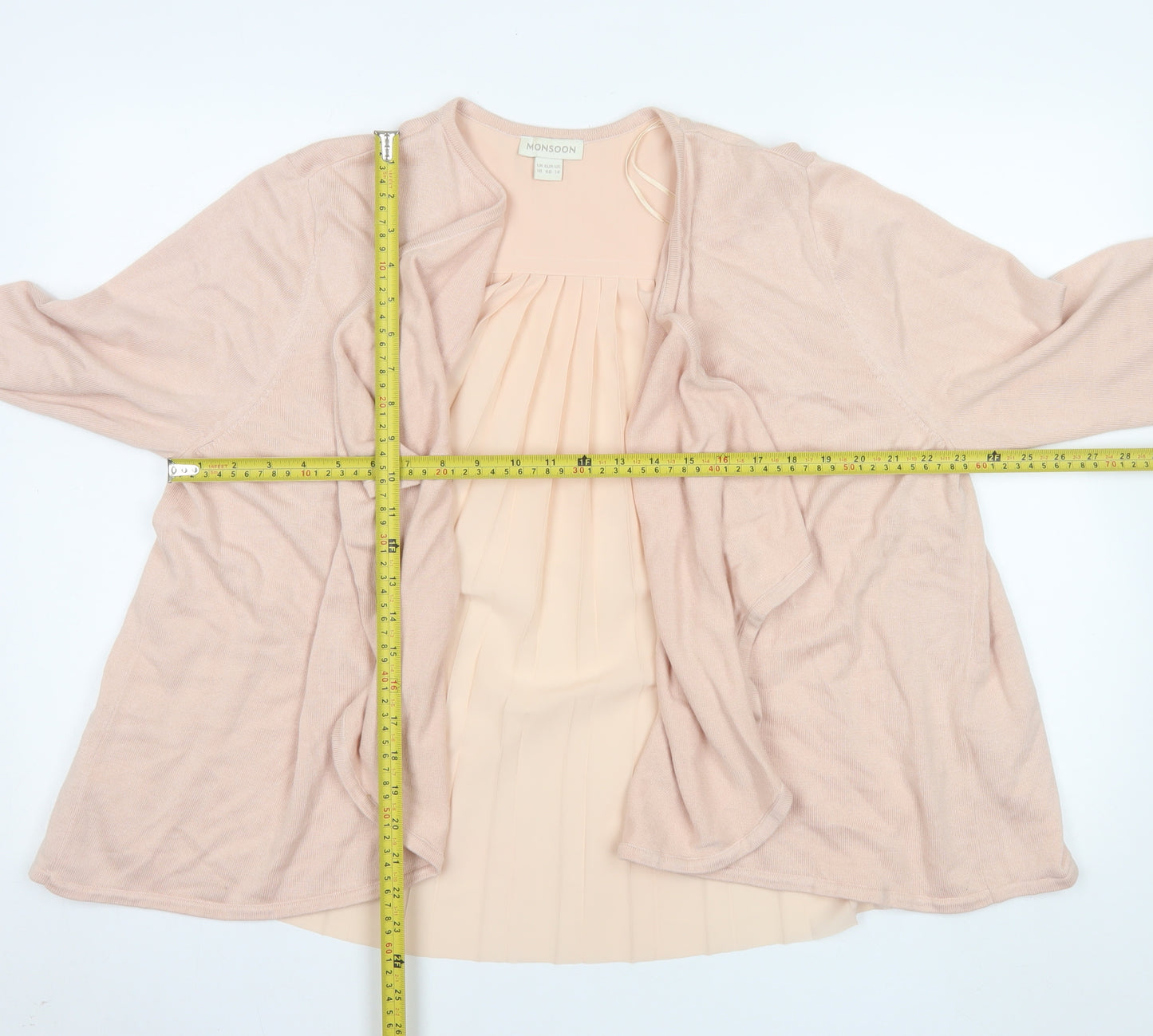 Monsoon Women’s Pink Size 18 Coatigan Pleated Back Lightweight Knit