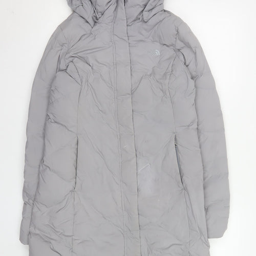The North Face Women's Grey Long Puffer Coat Hooded Size S Winter