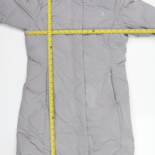 The North Face Women's Grey Long Puffer Coat Hooded Size S Winter