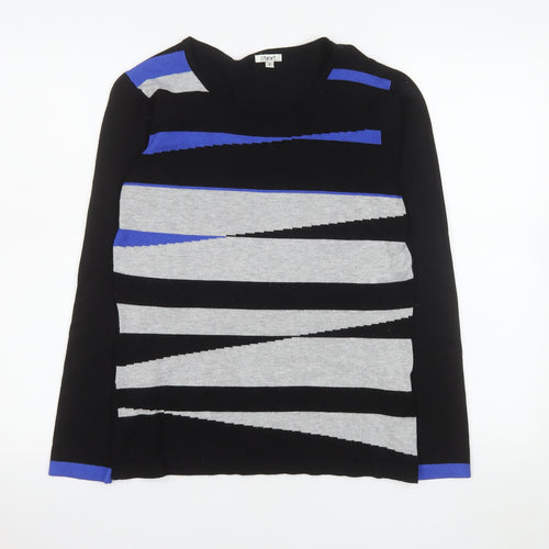 Next Women's Black Striped Crew Neck Pullover Jumper Size S