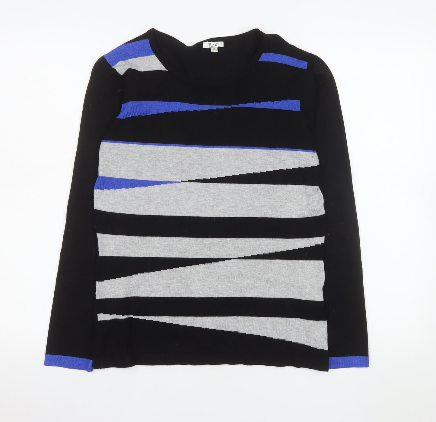 Next Women's Black Striped Crew Neck Pullover Jumper Size S