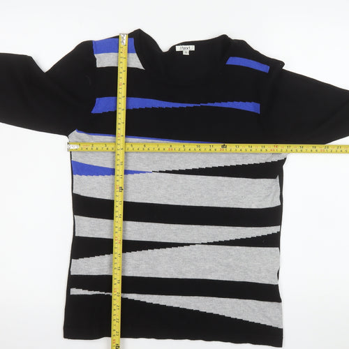 Next Women's Black Striped Crew Neck Pullover Jumper Size S