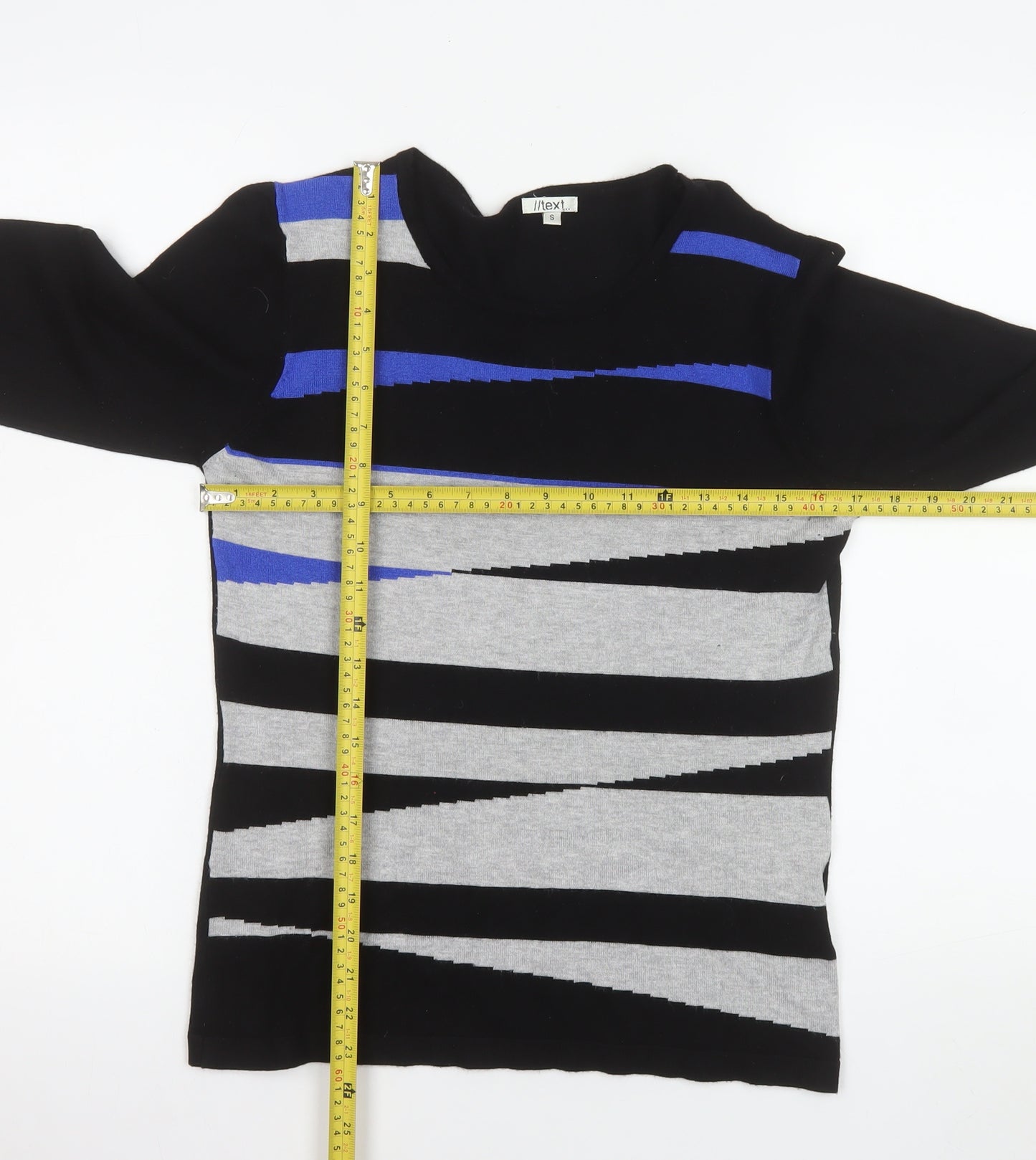Next Women's Black Striped Crew Neck Pullover Jumper Size S