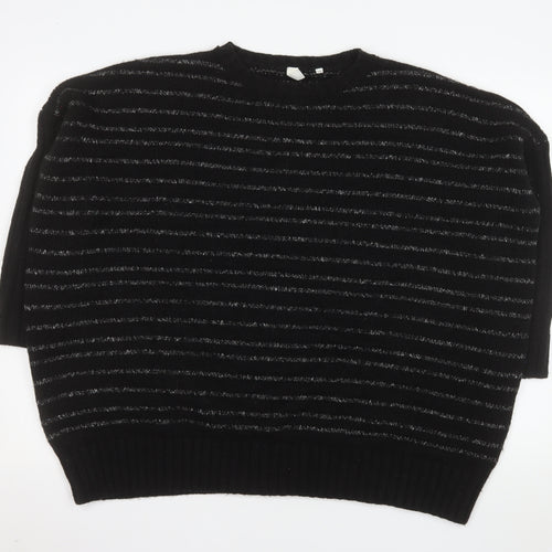 AND/OR Women’s Black Striped Knit Pullover Jumper Size 12