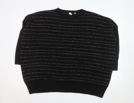 AND/OR Women’s Black Striped Knit Pullover Jumper Size 12