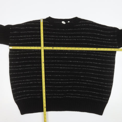 AND/OR Women’s Black Striped Knit Pullover Jumper Size 12