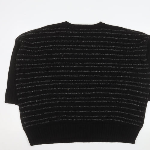 AND/OR Women’s Black Striped Knit Pullover Jumper Size 12