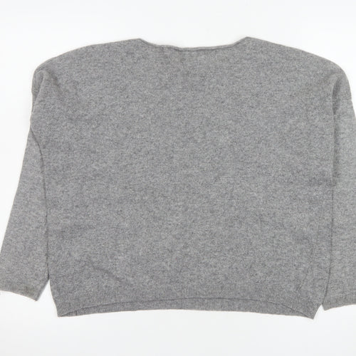 Benedetta B. Women Grey Medium Merino Wool Pullover Jumper with Butterfly Design