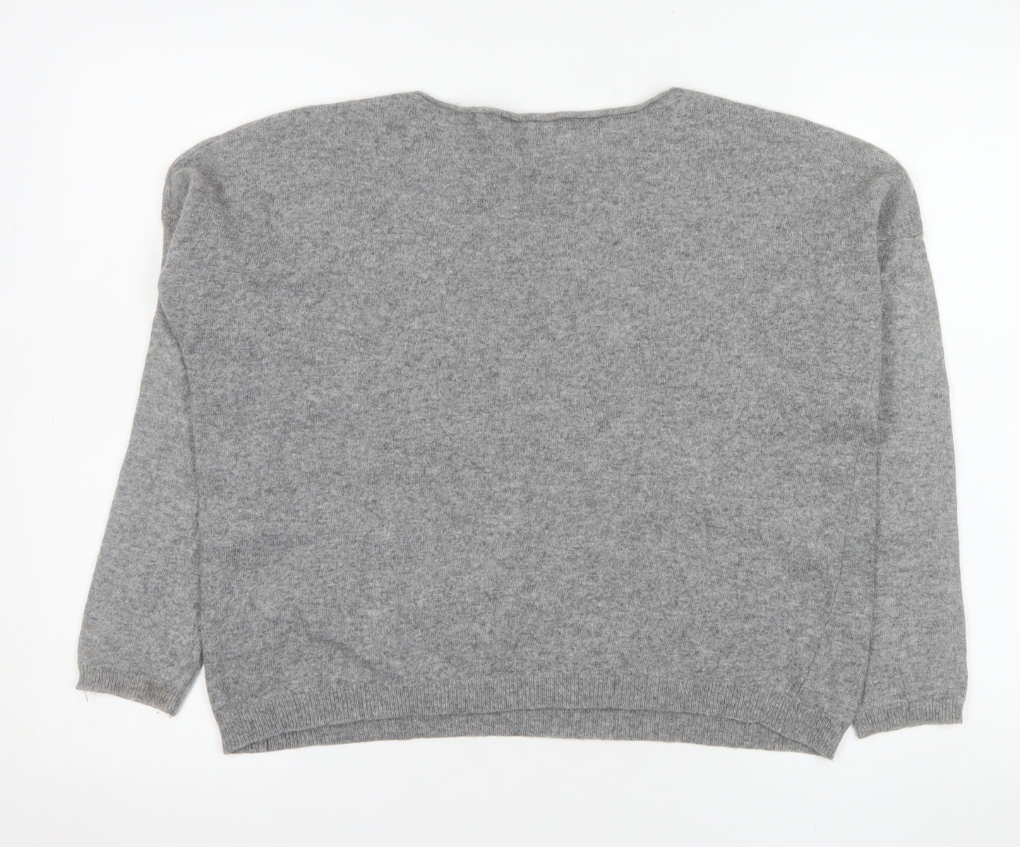 Benedetta B. Women Grey Medium Merino Wool Pullover Jumper with Butterfly Design