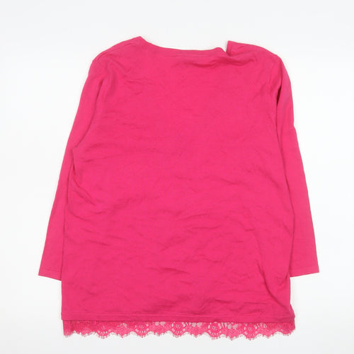 Laura Ashley Women’s Pink Cotton Cashmere Lace Trim Cardigan UK 16
