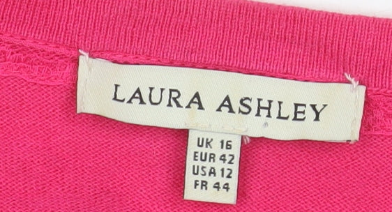 Laura Ashley Women’s Pink Cotton Cashmere Lace Trim Cardigan UK 16