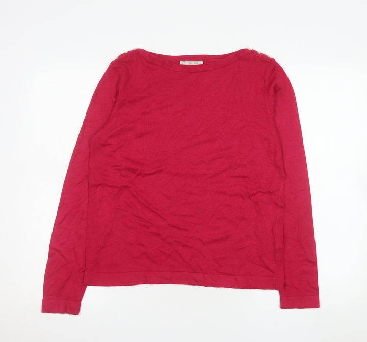 Hobbs Women Red Knit Long Sleeve Boat Neck Blouse M
