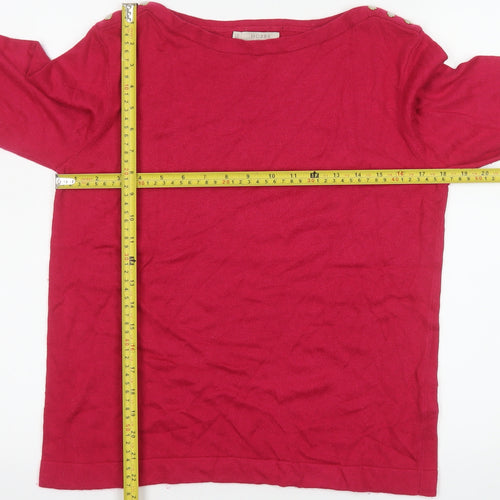 Hobbs Women Red Knit Long Sleeve Boat Neck Blouse M