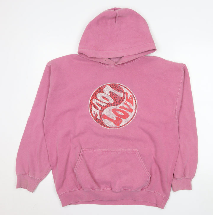 Brandy Melville Womens Pink Pullover Hoodie Love Graphic Size S/M