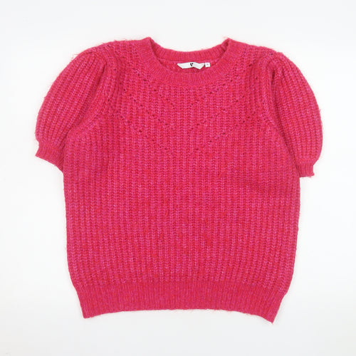 Vero Moda Women's Pink Knit Crew Neck Short Sleeve Top Size 8