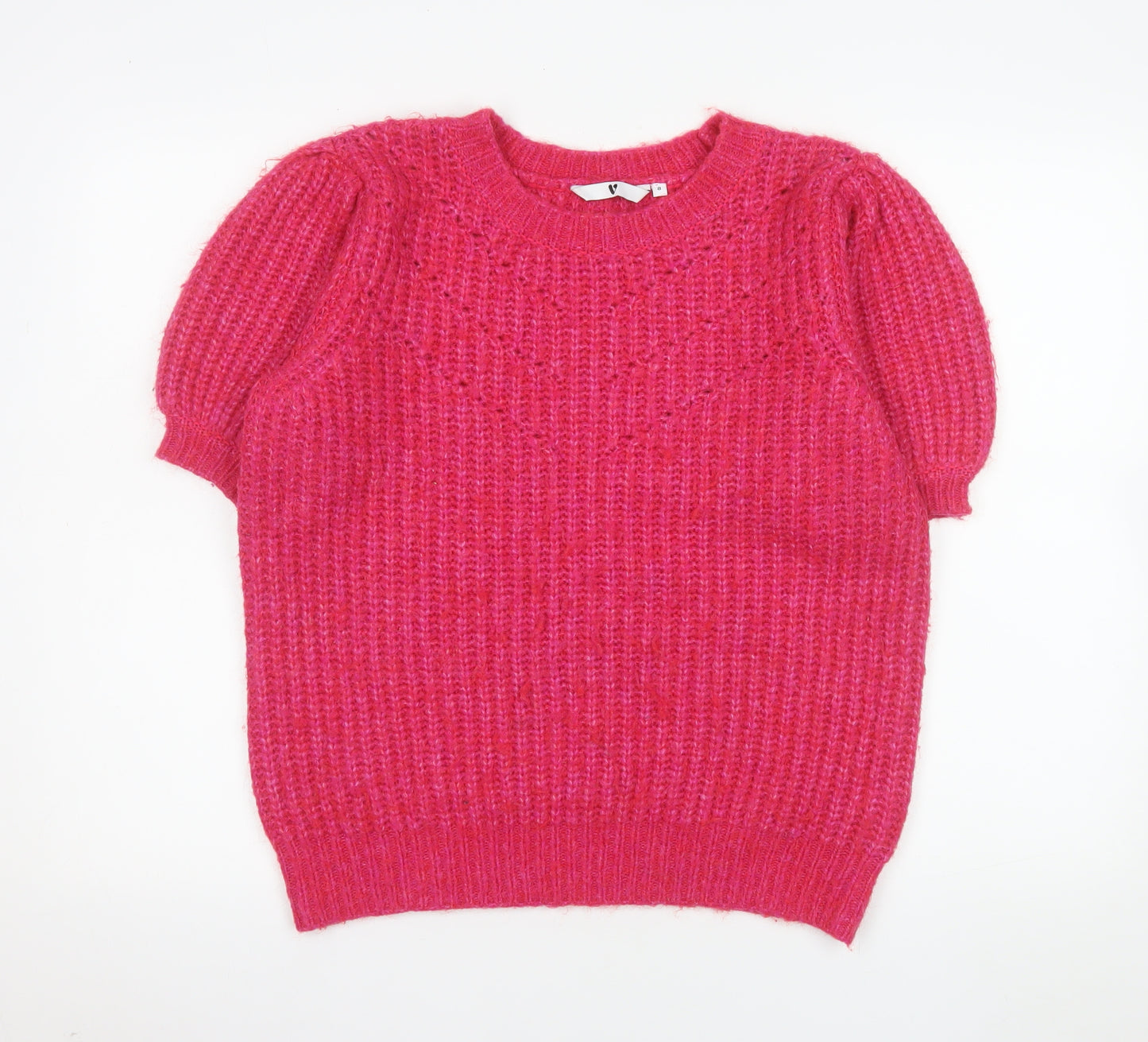 Vero Moda Women's Pink Knit Crew Neck Short Sleeve Top Size 8