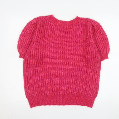 Vero Moda Women's Pink Knit Crew Neck Short Sleeve Top Size 8