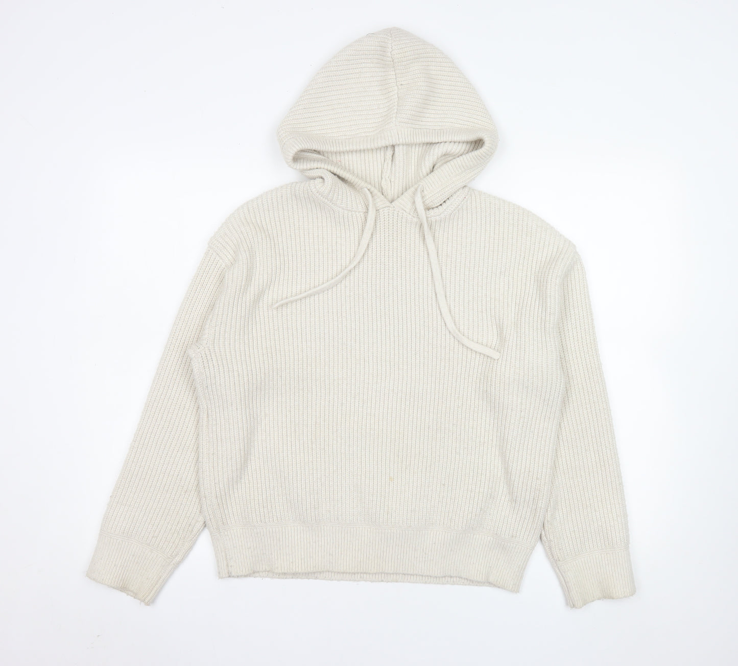 Marks and Spencer Women Ivory Hooded Pullover Hoodie Size M