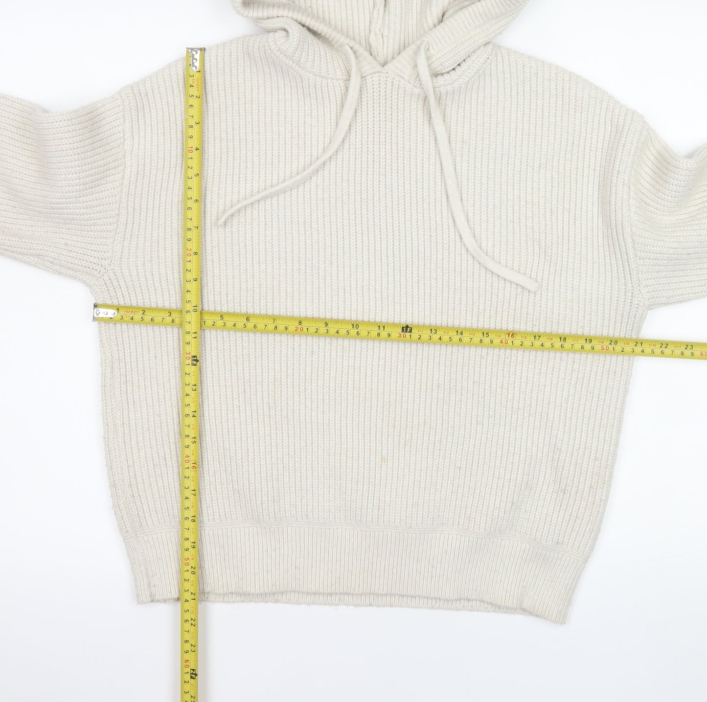 Marks and Spencer Women Ivory Hooded Pullover Hoodie Size M