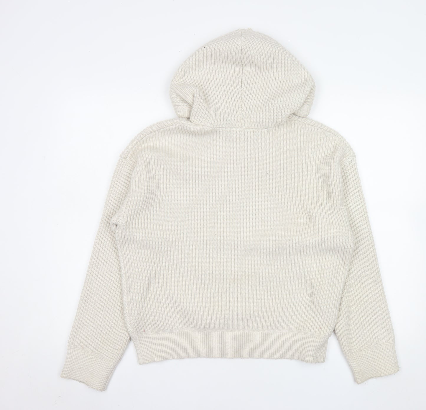 Marks and Spencer Women Ivory Hooded Pullover Hoodie Size M