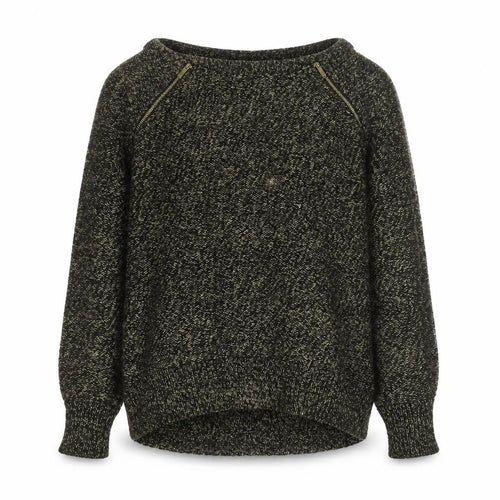 Oasis Women's Grey Knit Long Sleeve Boat Neck Zip Blouse Size M