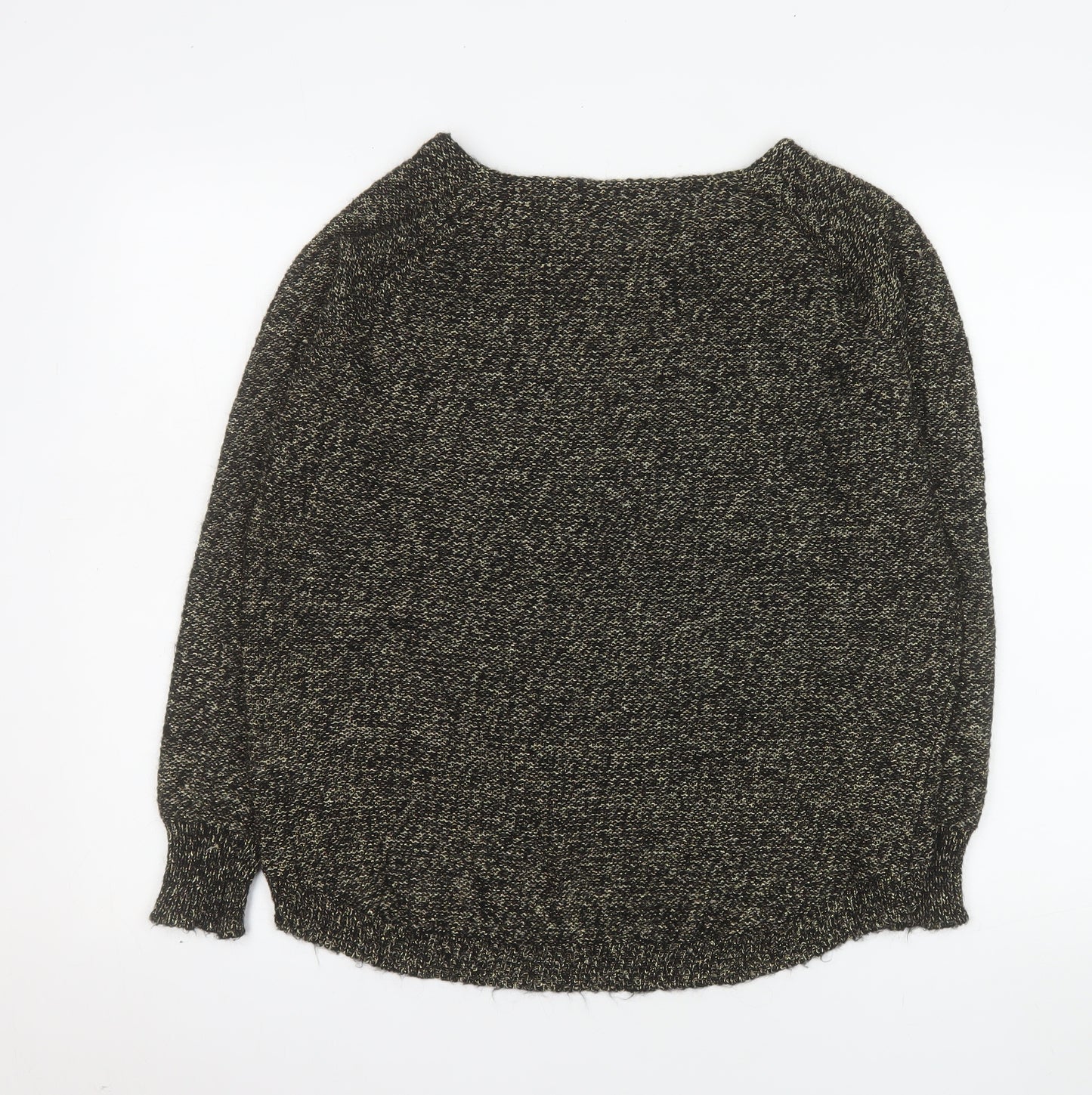 Oasis Women's Grey Knit Long Sleeve Boat Neck Zip Blouse Size M