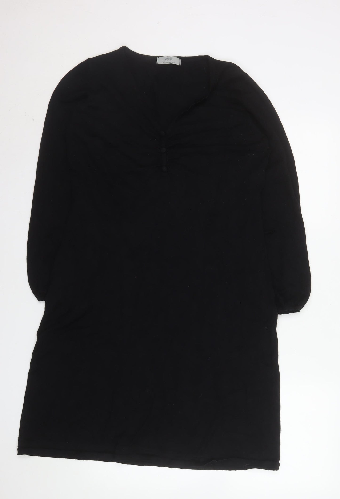 Marks and Spencer Women’s Black V-Neck Shift Dress Size 16